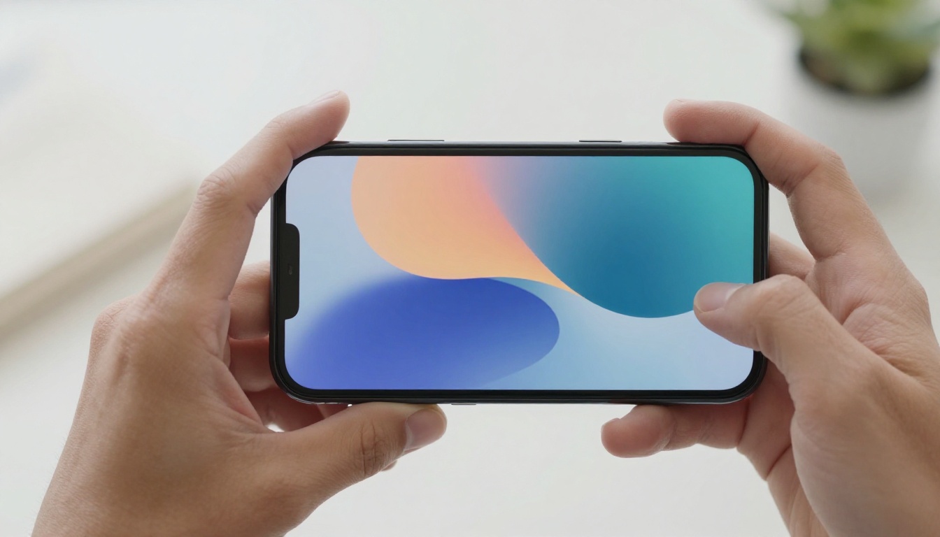 Phone screen with abstract shapes representing AI features
