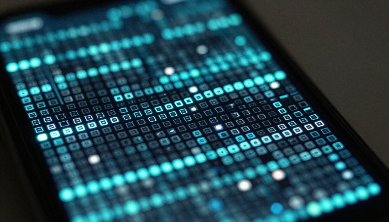 Close-up of smartphone screen pixels