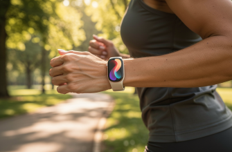 Person jogging with fitness tracker in park