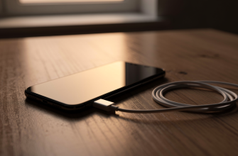 Smartphone with low battery on a table