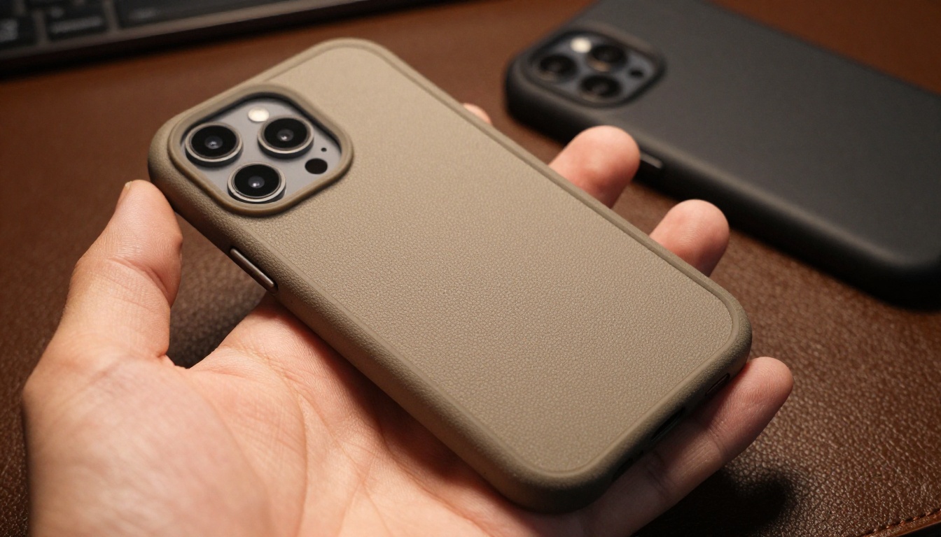 Various phone case materials on a desk