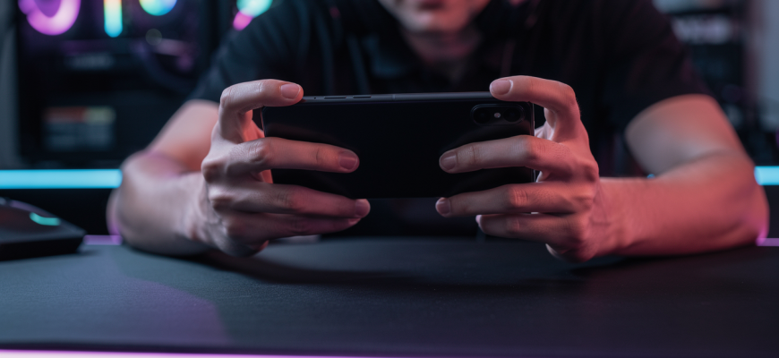 POCO F7 Pro gaming phone on a desk with RGB lights