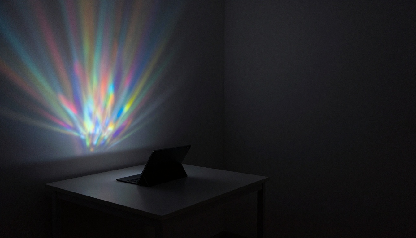Projector beam in dark room