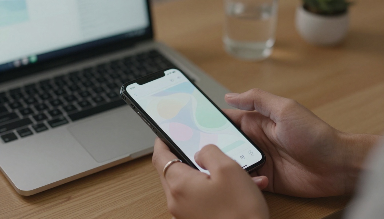 Ring and phone with abstract health summary patterns