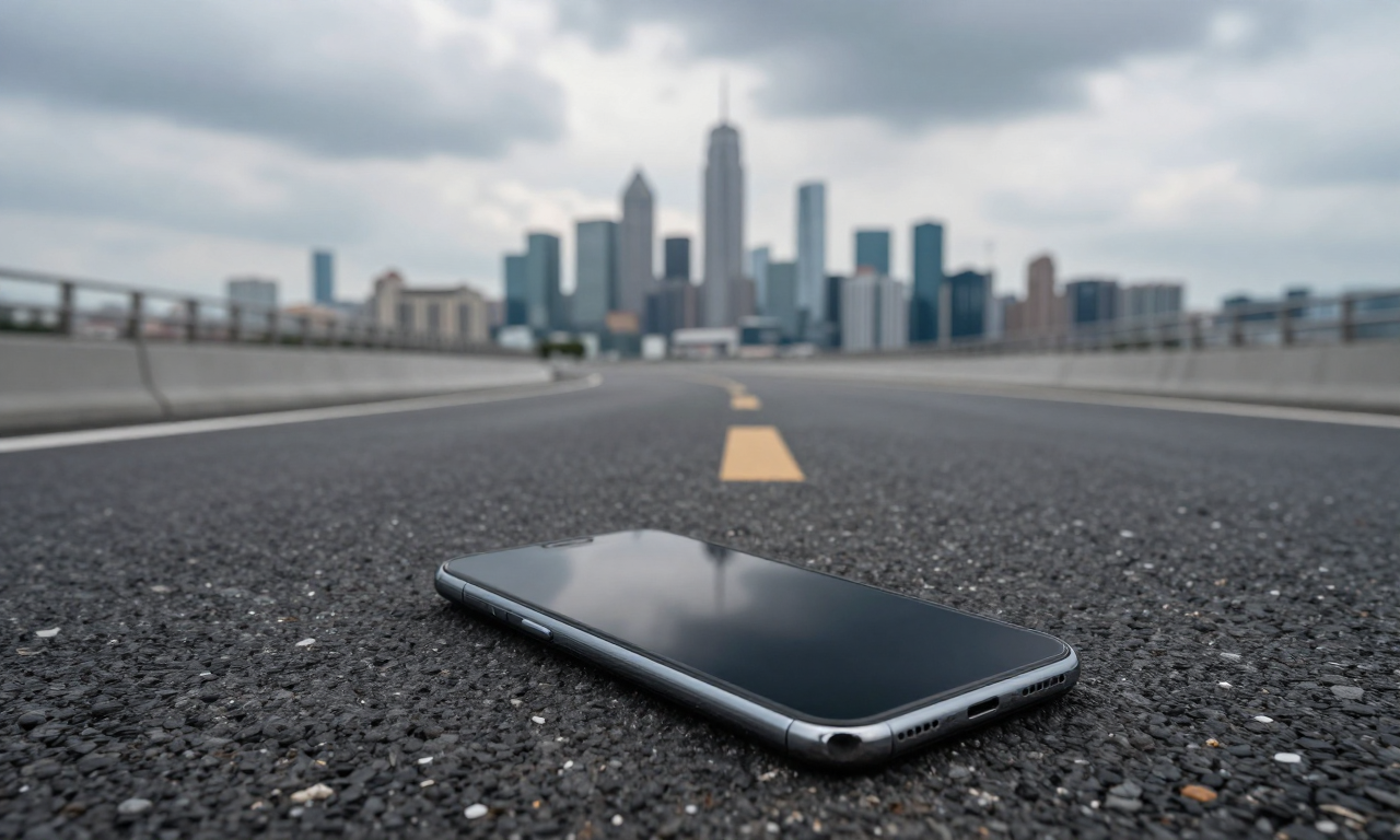 Road to city with phone symbolizing uncertain future