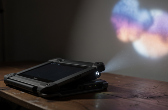 Rugged tablet projecting light in dark room