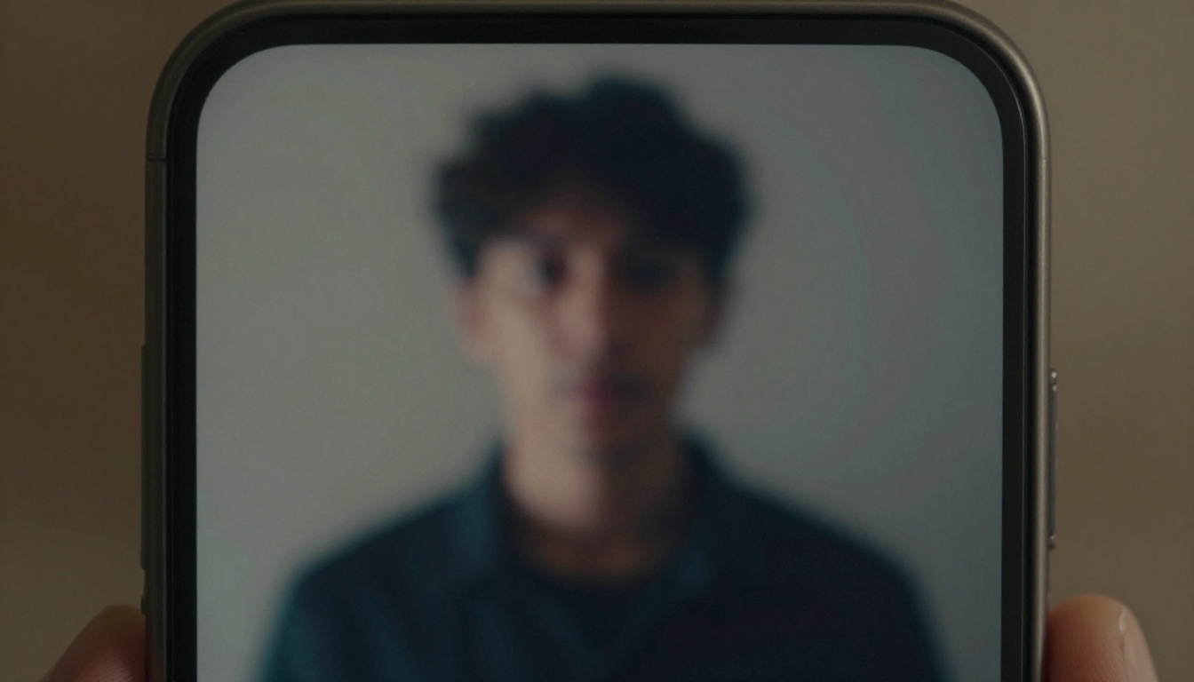 Blurred phone screen with abstract data swirl