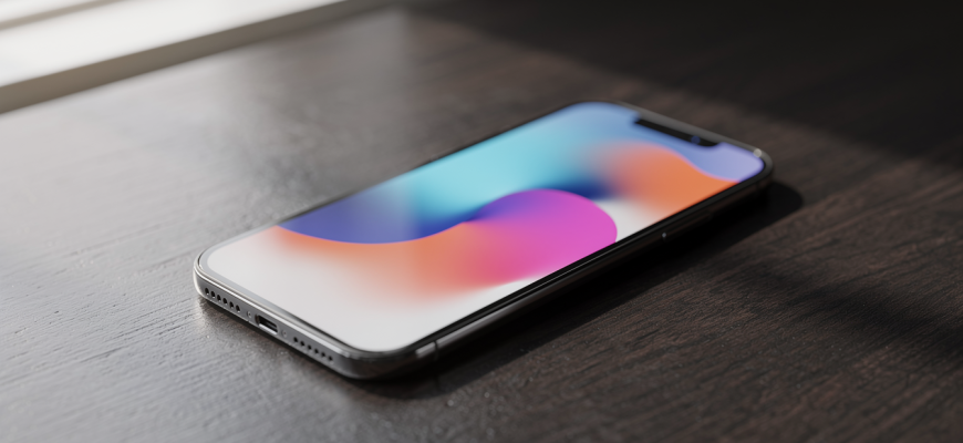 iPhone 18 displaying abstract shapes on a table