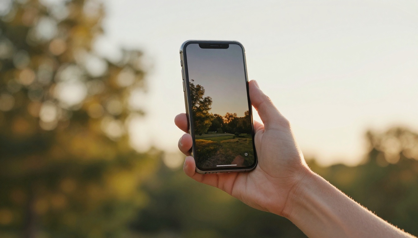 Person taking photo with smartphone outdoors