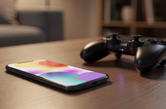 Smartphone with game controller on desk