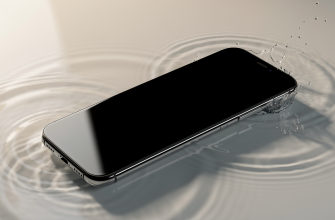 Smartphone partially submerged in water with ripples