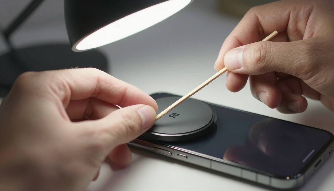 Cleaning smartphone charging port with toothpick