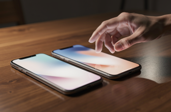 Two smartphones on a table in low light