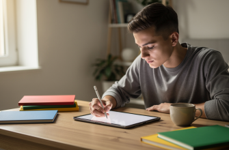 Student using stylus on tablet for digital notes