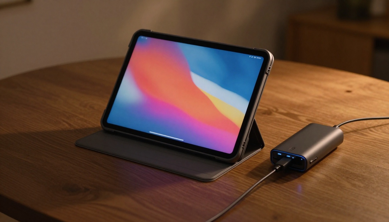 Tablet charging near power bank