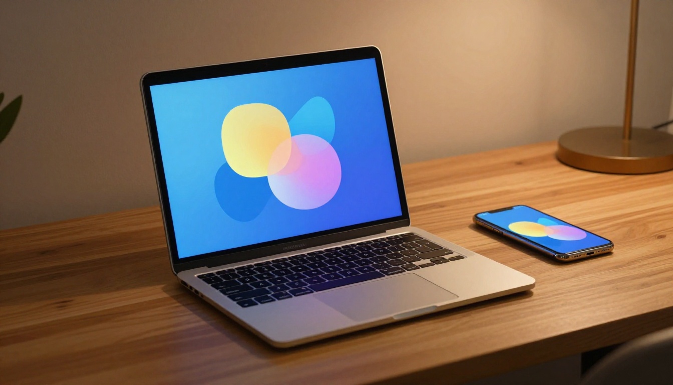 Tablet, laptop, and phone on a desk