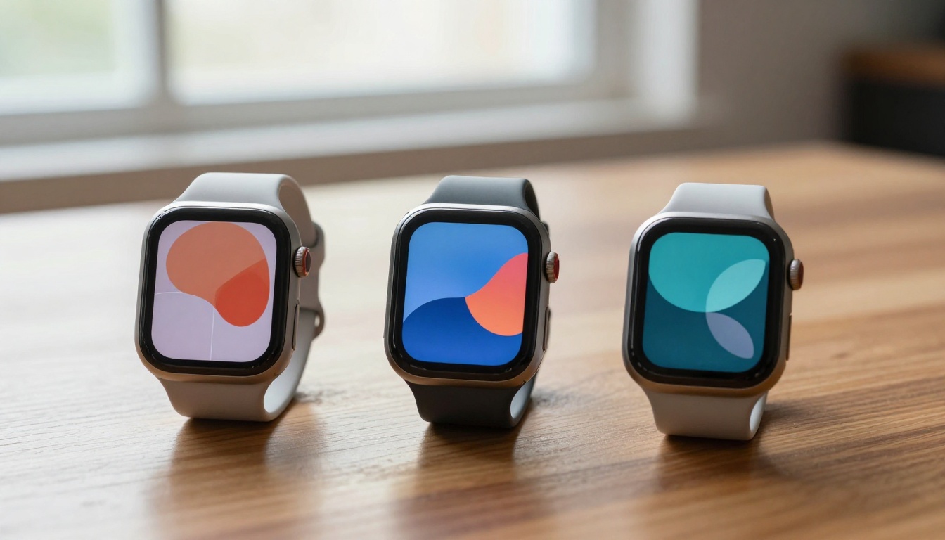 Three smartwatches compared on a table