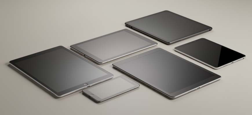 Various tablets displayed on a surface