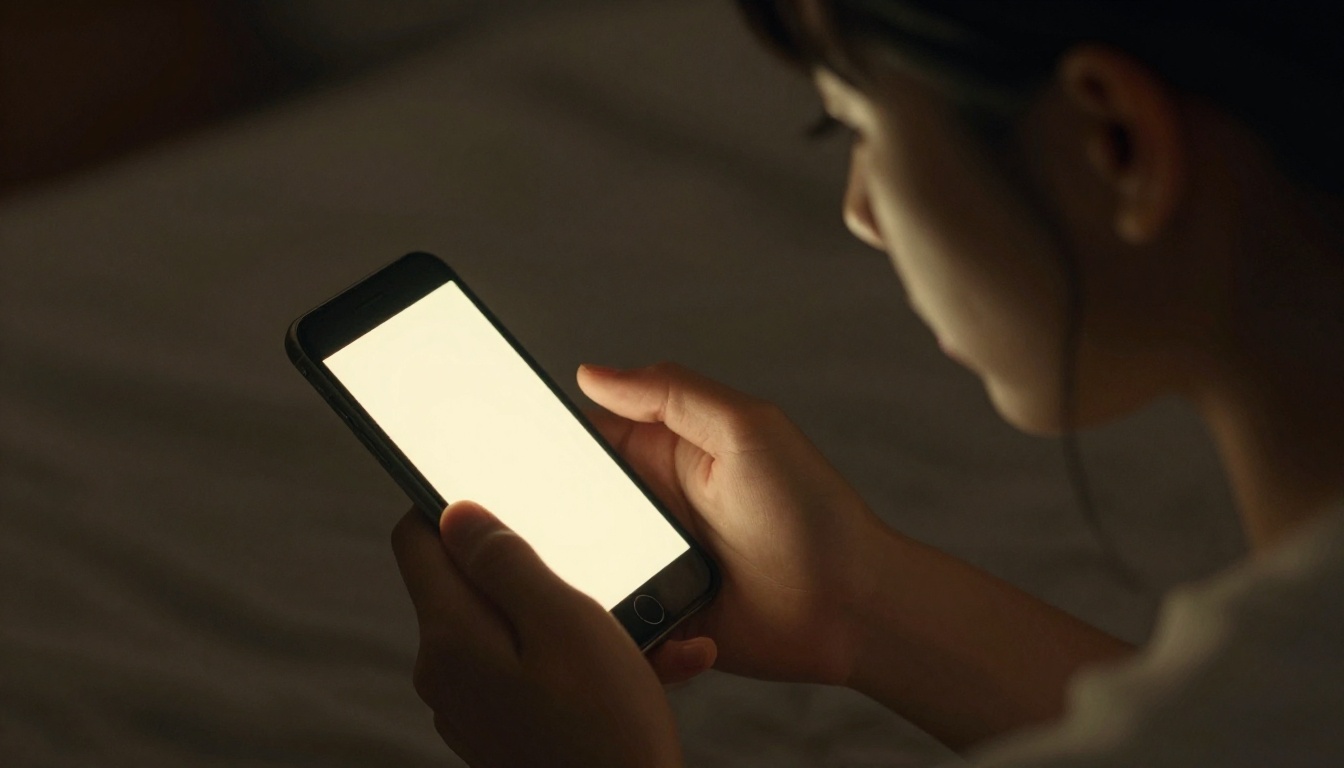 Person using phone with warm screen light